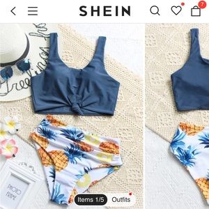 SHEIN pineapple bikini bottom in medium. BRAND NEW.
